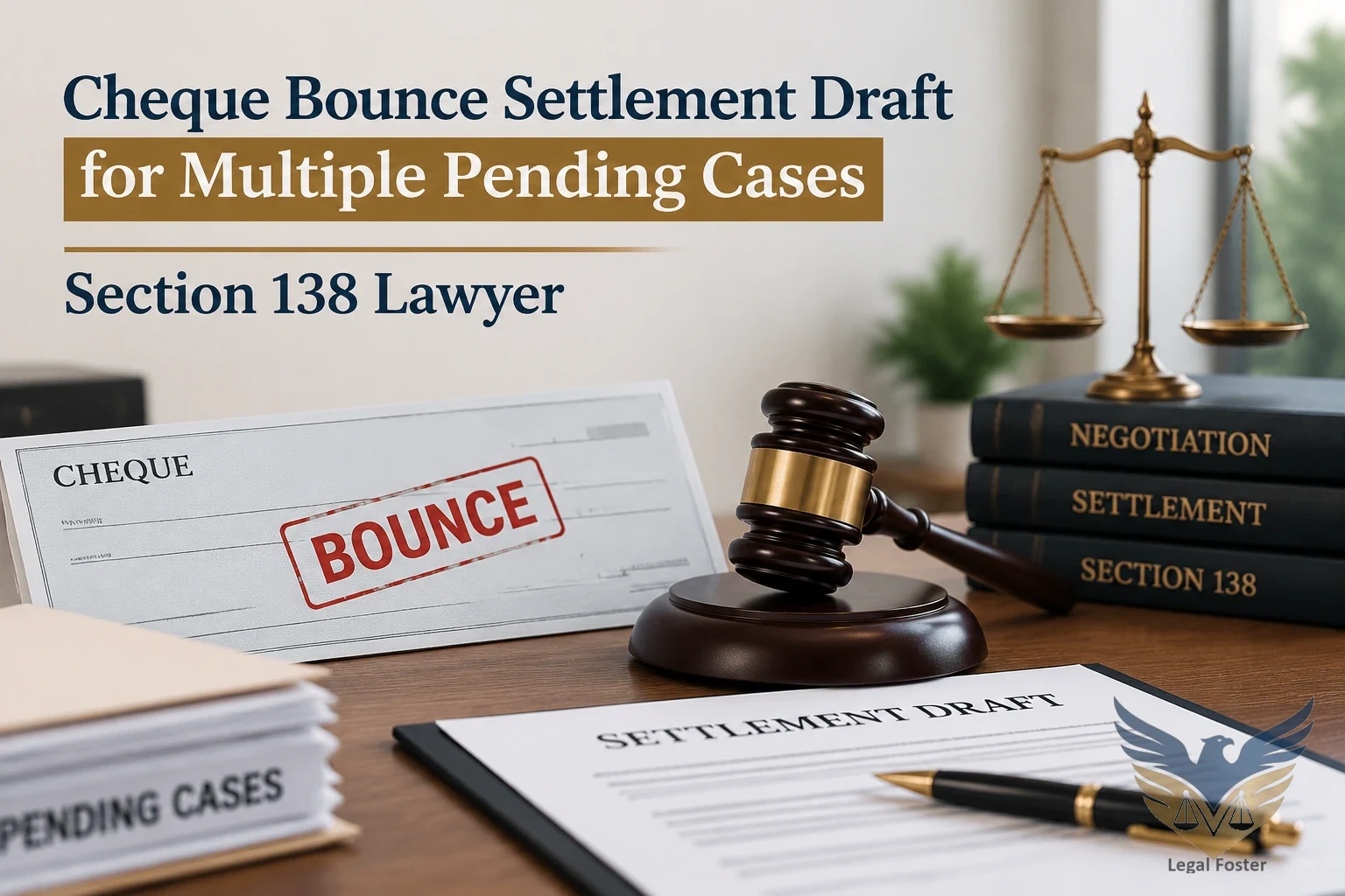 Cheque Bounce Settlement Draft For Multiple Pending Cases: Cheque Settlement Advice for multiple Section 138 Cases.