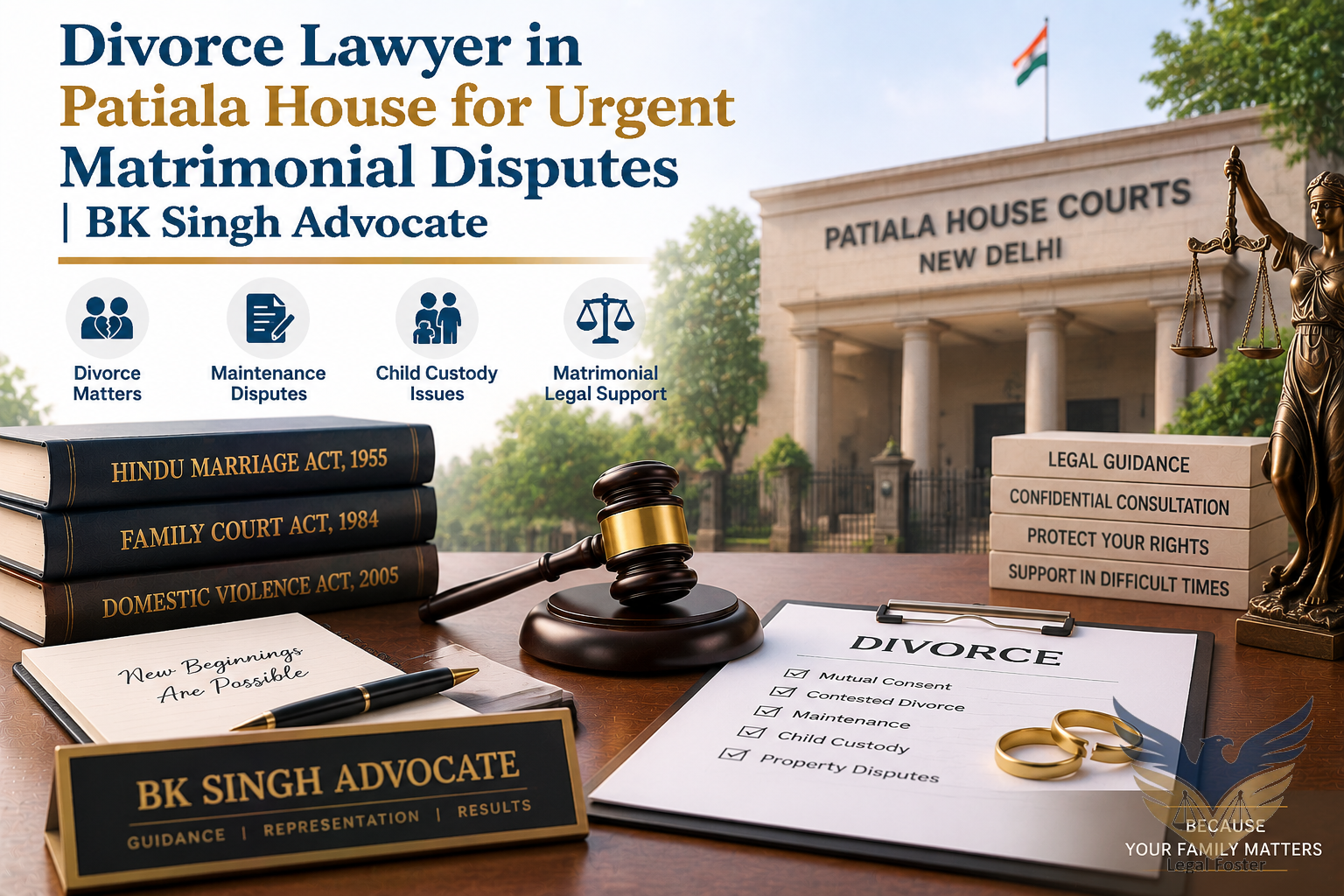 How Can a Divorce Lawyer in Patiala House Help During Urgent Matrimonial Issues?