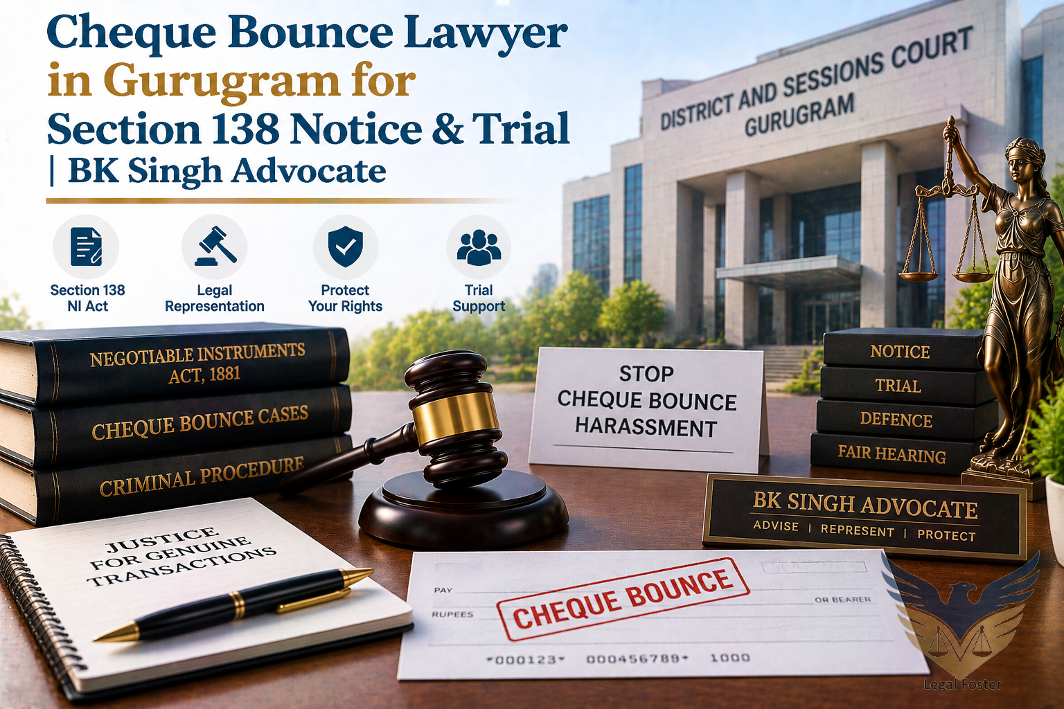 Legal Assistance for Cheque Bounce Notice and Trial Cases in Gurugram