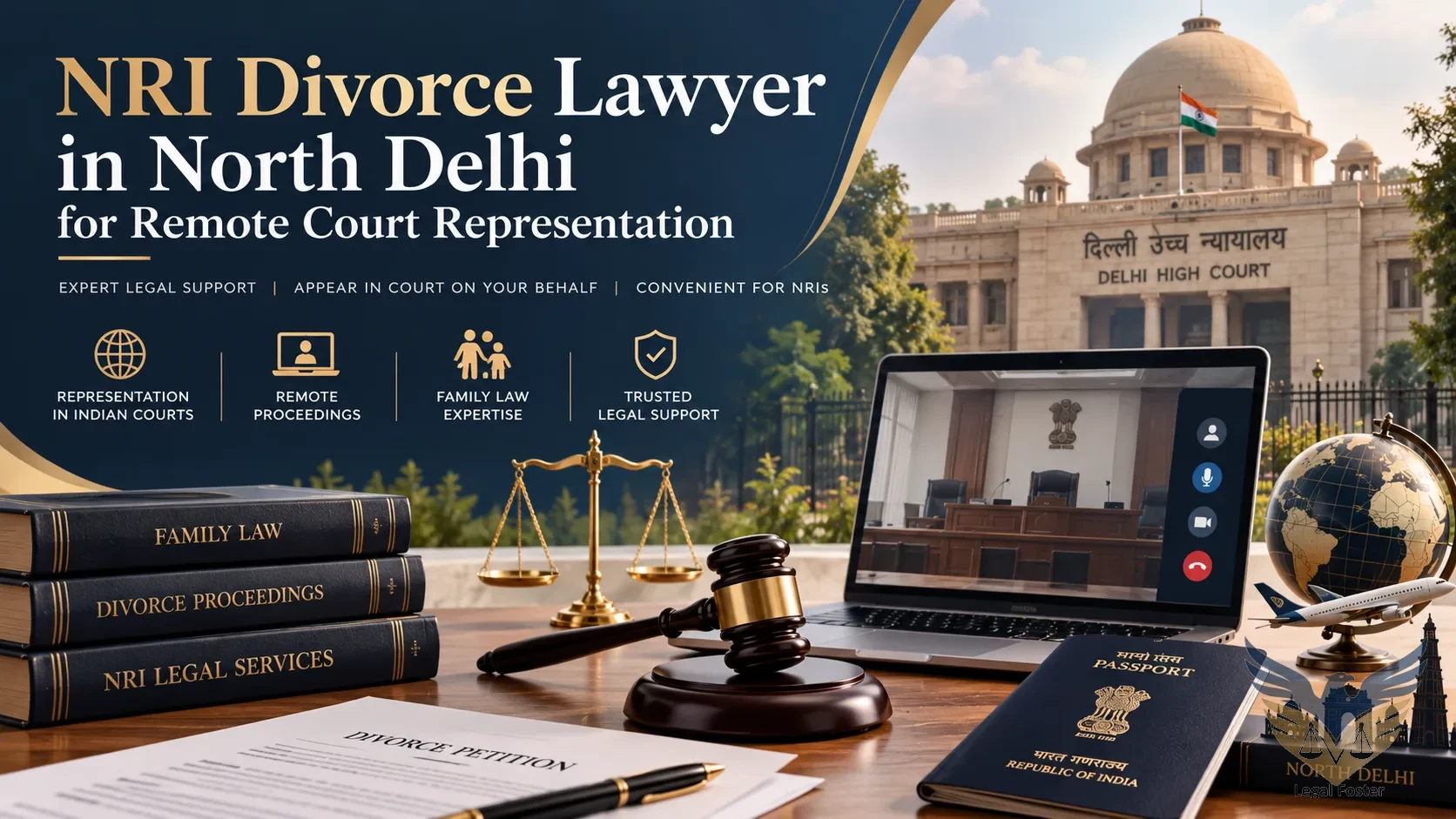 NRI Divorce Legal Services in North Delhi for Remote Court Representation